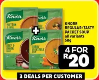Usave KNORR REGULAR/TASTY PACKET SOUP all variants 50g offer