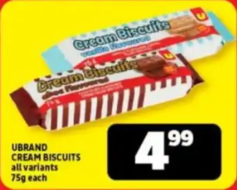 Usave UBRAND CREAM BISCUITS all variants 75g each offer
