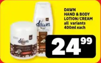 Usave DAWN HAND & BODY LOTION/CREAM all variants 400ml each offer