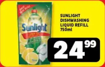Usave SUNLIGHT DISHWASHING LIQUID REFILL 750ml offer