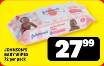 Usave JOHNSON'S BABY WIPES 72 per pack offer