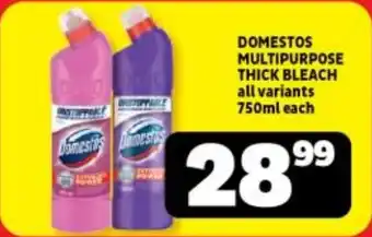 Usave DOMESTOS MULTIPURPOSE THICK BLEACH all variants 750ml each offer