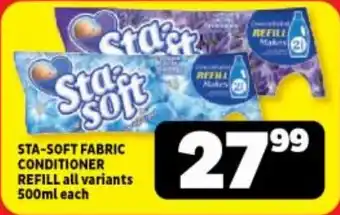 Usave STA-SOFT FABRIC CONDITIONER REFILL all variants 500ml each offer
