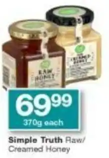 Checkers Simple Truth Raw/Creamed Honey 370g offer