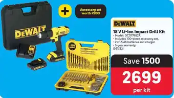 Makro DEWALT 18 V Li-Ion Impact Drill Kit offer