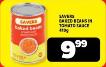 SAVERS BAKED BEANS IN TOMATO SAUCE 410g