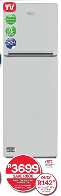 Pick n Pay Hypermarket DEFY White Fridge with Top Freezer offer