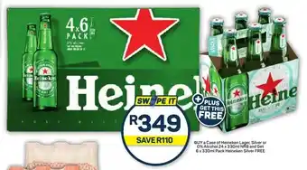 Pick n Pay Hypermarket BUY a Case of Heineken Lager, Silver or 0% Alcohol 24 x 330ml NRB and Get 6x330ml Pack Heineken Silver FREE offer