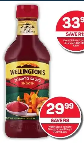 Pick n Pay Hypermarket Wellington's Tomato Sauce or New Recipe 700ml Each offer