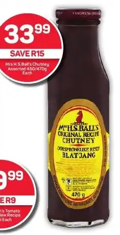Pick n Pay Hypermarket Mrs H.S.Ball's Chutney Assorted 450/470g Each offer