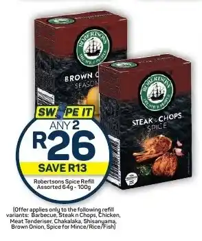 Pick n Pay Hypermarket Robertsons Spice Refill Assorted 64g-100g offer