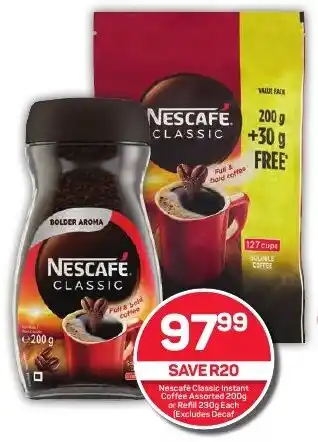 Pick n Pay Hypermarket Nescafé Classic Instant Coffee Assorted 200g or Refill 230g Each offer