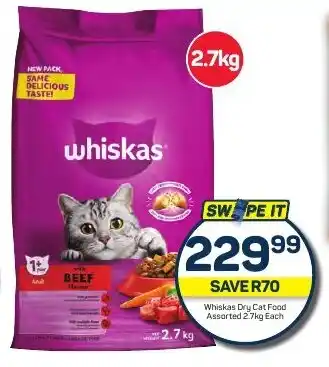 Pick n Pay Hypermarket Whiskas Dry Cat Food Assorted 2.7kg Each offer
