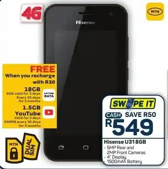 Pick n Pay Hypermarket Hisense U31 8GB offer