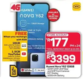 Pick n Pay Hypermarket Huawei Nova Y62 128GB offer
