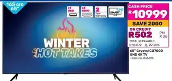 Game SAMSUNG 65" Crystal CU7000 UHD 4K TV offer
