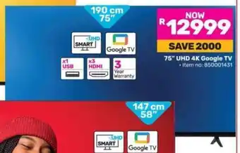 Game TCL 75" UHD 4K Google TV offer