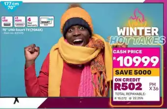 Game Hisense 70" UHD Smart TV (70A6K) offer
