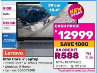 Game Lenovo Intel Core i7 Laptop offer