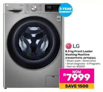Game LG 8.5 kg Front Loader Washing Machine (F2V5GYP2TE-APTQESA) offer