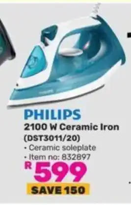 Game PHILIPS 2100 W Ceramic Iron (DST3011/20) offer