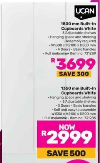 Game UCAN 1800 mm Built-In Cupboards White offer
