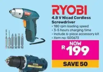Game RYOBI 4.8 V Nicad Cordless Screwdriver offer