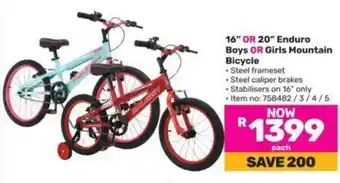 Game 16" OR 20" Enduro Boys OR Girls Mountain Bicycle offer
