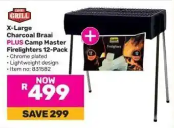 Game X-Large Charcoal Braai PLUS Camp Master Firelighters 12-Pack offer