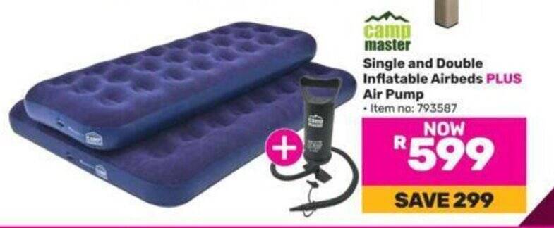 Single and Double Inflatable Airbeds PLUS Air Pump offer at Game