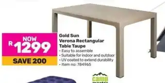 Game Gold Sun Verona Rectangular Table Taupe offer