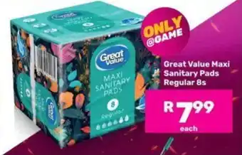 Game Great Value Maxi Sanitary Pads Regular 8s offer