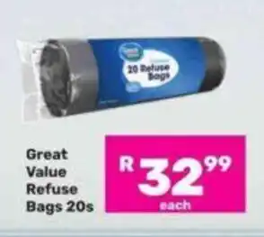 Game Great Value Refuse Bags 20s offer