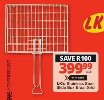 LK's Stainless Steel Slide Box Braai Grid