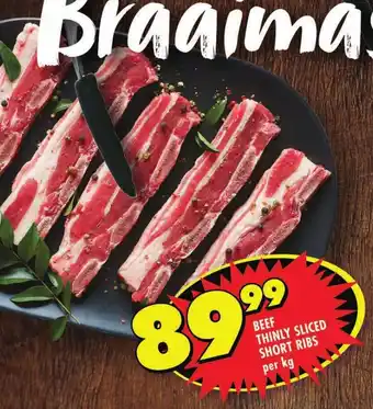 Shoprite BEEF THINLY SLICED SHORT RIBS per kg offer