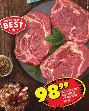 Shoprite BUTCHER'S BEST BEEF RIBEYE ON THE BONE per kg offer