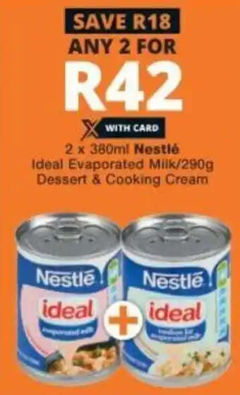 Nestlé Ideal Evaporated Milk 2x380ml, Dessert & Cooking Cream 290g