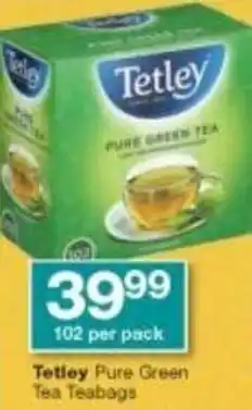 Checkers Tetley Pure Green Tea 102's offer
