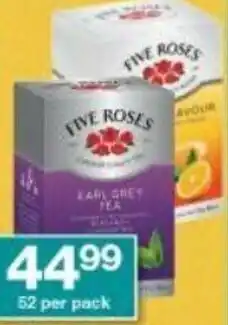 Checkers Five Roses Flavoured Tagless Teabags, Earl Grey, English Breakfast, Orange 52's offer