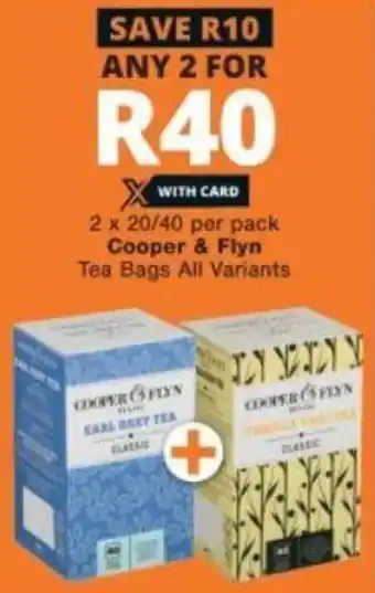 Checkers Cooper & Flyn Tea Bags All Variants 2x20/40 per pack offer