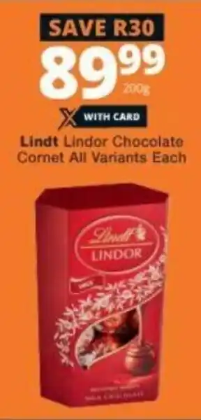 Lindt Lindor Chocolate Cornet All Variants 200g