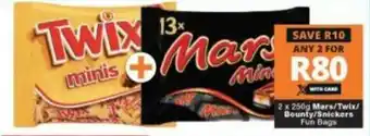 Checkers Mars/Twix/Bounty/Snickers Fun Bags 2x250g offer
