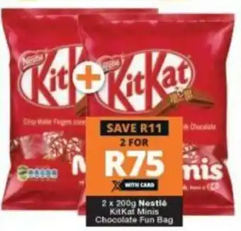 Checkers Nestlé Kit Kat Minis Chocolate Fun Bag 2x200g offer