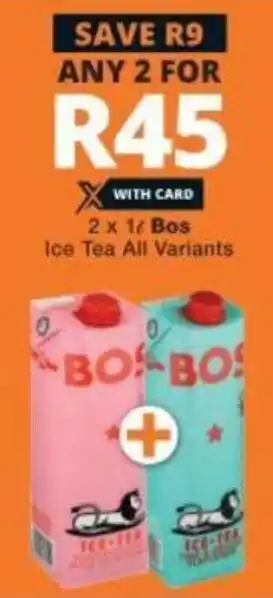 Checkers Bos Ice Tea All Variants 2x1L offer