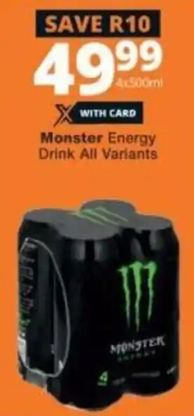 Checkers Monster Energy Drink All Variants 4x500ml offer