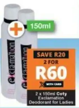 Cot'y Exclamation Deodorant for Ladies 2x150ml