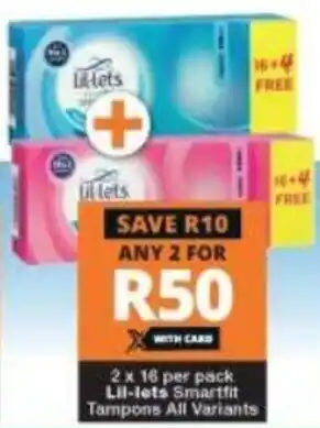 Checkers Lil-Lets Smartfit Tampons All Variants 2x16 per pack offer