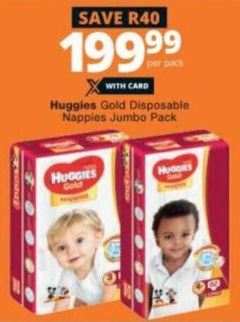 Checkers Huggies Gold Disposable Nappies Jumbo Pack offer