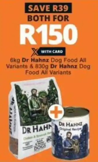 Checkers Dr Hahnz Dog Food All Variants 6kg/830g offer