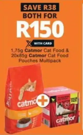 Checkers Catmor Cat Food Pouches 1,75g/Multipack 20x85g offer